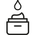 Een pictogram van een potje met een lotion en een druppel, symboliserend huidverzorging of cosmetica.