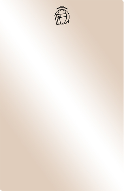Une illustration minimaliste de fond beige clair avec un motif noir en haut a gauche, semblant representer une maison ou une architecture stylisee.