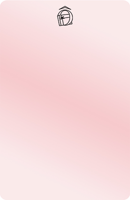 Un fond rose degrade avec un dessin minimaliste d'une maison en haut.